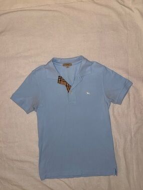Burberry Baby Blue Polo with Signature Check Trim